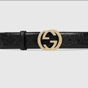 Gucci  VGUC Guccissima Leather Interlocking G Buckle Belt in Black size 80/32